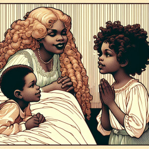 Art nouveau illustration African American women full lips and lo...