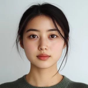 A 22-year-old Japanese woman with a clean, unadorned face and a...