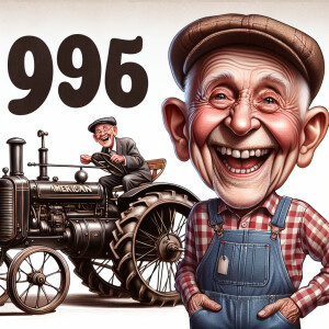caricature of a 95 year old American grandpa, checkered shirt, c...