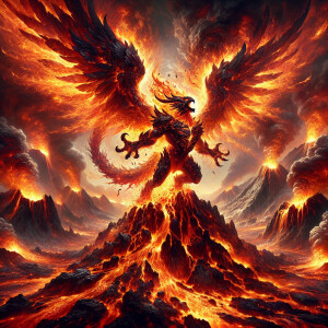 Volcanic magma gushed out and rushed out a huge xx. The magma on...