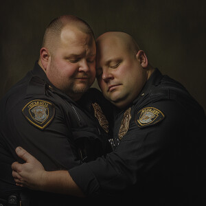 Lifesize digital photography portrait of a best buddies married...
