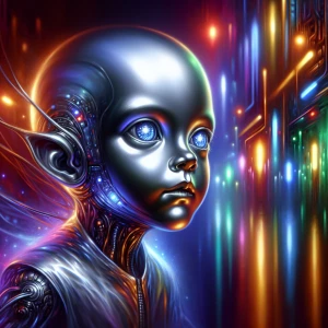 Create a hyper-realistic acrylic painting of a small, futuristic...