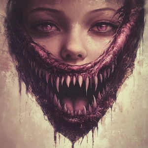 Create an image of an alien girl with a beautiful face contraste...