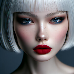 Create a photograph of a  high fashion beauty inspired by Annie...