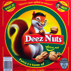 Prompt: Design an ad for a fictional product called 'DEEZ Nuts.'...