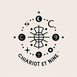 Design a logo featuring the phrase "CHARIOT ET NINE" that embodi...