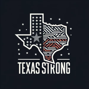 Design a logo featuring the outline of Texas filled with the Tex...
