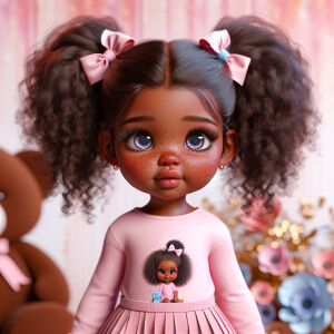 Refine the 3D realistic image of a four-year-old African-America...