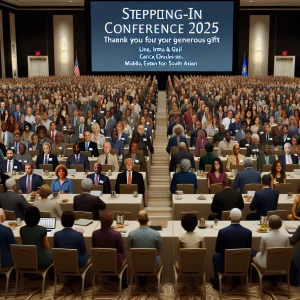 draw a hotel conference room filled with about 200  business men...