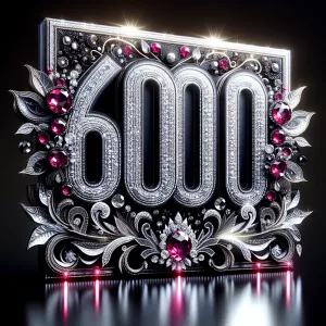 Create a 6,000 sign that features bling sparkly design, includin...