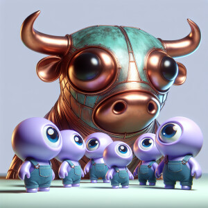 Minions around copper bull and text CBO cartoon