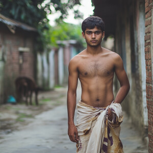 A bengali boy wear lungi