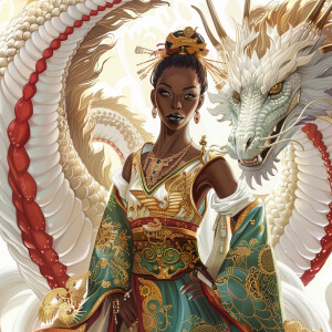 Create a full-body illustration of an Empress representing a mix...