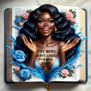 Create an image of an ultra-light-skinned African-American woman...