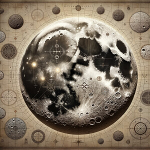 Lunar treasure map, a map of the moon with hidden treasures