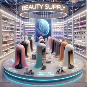 Create a cutting-edge beauty supply store specializing in futuri...
