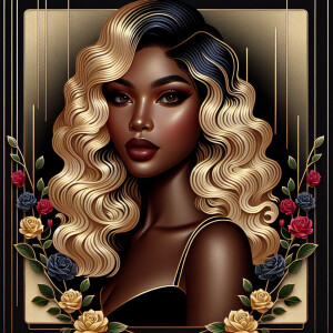 Create a vertical 3-D portrait of a light-skinned African-Americ...