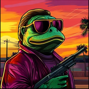 MEME PEPE in GTA art style — — in the style of a Grand Theft Au...