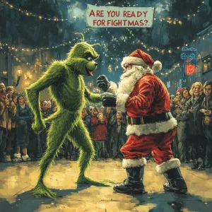 Grinch and Santa Claus are fighting. The Grinch must be thin acc...
