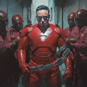 Elon Musk as Iron Man with Christmas style. Robert Brooks, a bla...