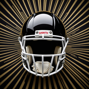 NO SAINTS FOOTBALL HELMET black with gold football’s around it