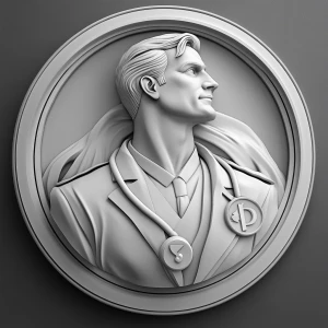 Super Doctor, grayscale 3d bas relief, round border