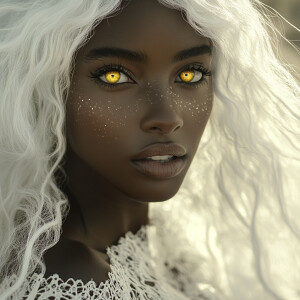A portrait of an extremely beautiful dark skinned 25 year old gi...