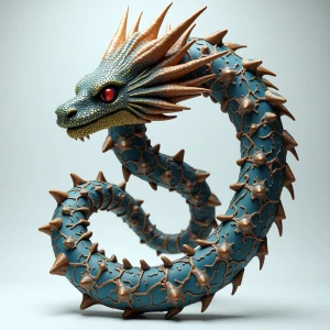 Elaborate voxel sculpture featuring a breathtaking ophidian serp...