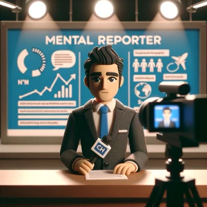 a news reporter is reporting something about mental health on tv...