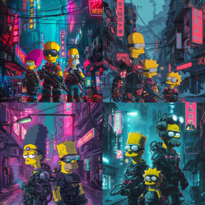 What if the Simpsons was a 90's Cyberpunk anime?