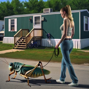 A person is standing in their front yard and sees A woman walkin...