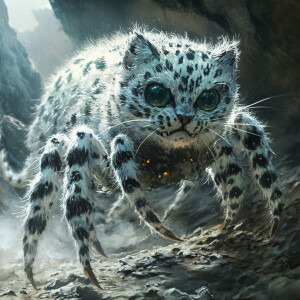 A creature with the body and legs of a spider, but covered in fu...
