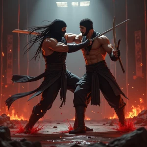 Sub-Zero executing his iconic fatality move on Liu Kang amidst t...