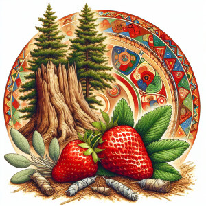Strawberry, cedar, sage. American Indian