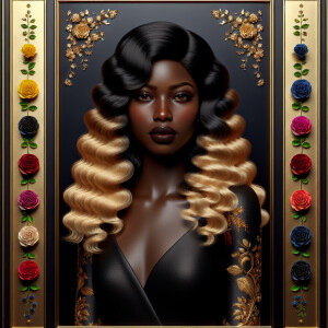 Create a vertical 3-D portrait of a light-skinned African-Americ...
