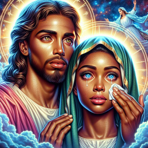 Ensure that the image distinctly represents both Jesus Christ an...