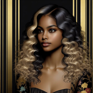Create a vertical 3-D portrait of a light-skinned African-Americ...