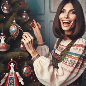 A woman with straight, shoulder-length brunette hair, dressed in...