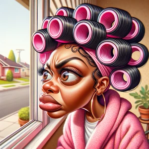 Create a glossy caricature illustration portraying an African Am...