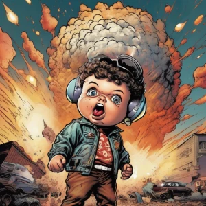 **Adam Bomb** - A Garbage Pail Kid with a mushroom cloud explosi...