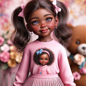 Refine the 3D realistic image of a four-year-old African-America...