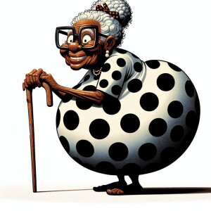 Funny and crazy caricature of a 95 year old American grandma, pr...