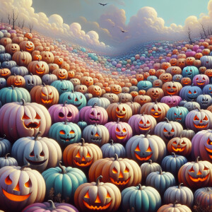 Pastel halloween pumpkins landscape size