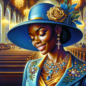 A spiritually enriching illustration portrays an African America...