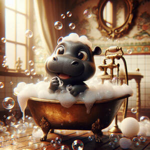 Character design A cute small Boy-Hippo Hybrid smiling taking A...