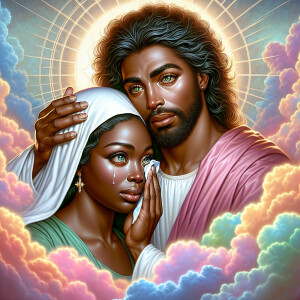 Ensure that the image distinctly represents both Jesus Christ an...