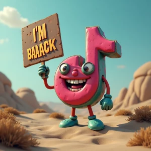 "In a surreal landscape, an anthropomorphic TikTok logo comes to...