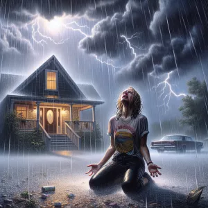 An acrylic oil image of a detailed background. Include in the ba...