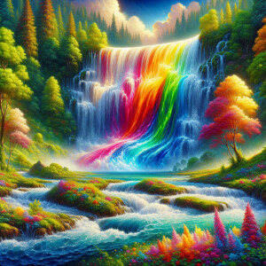 A hyper-realistic yuan would i3-Dh oil painting colorful waterfa...