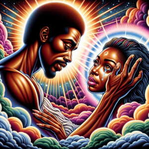 Ensure that the image distinctly represents both Jesus Christ an...
